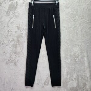 Kooples X Sport Joggers Womens 2 Black Sweet Fleece Lace Inset Pants Lounge‎ New